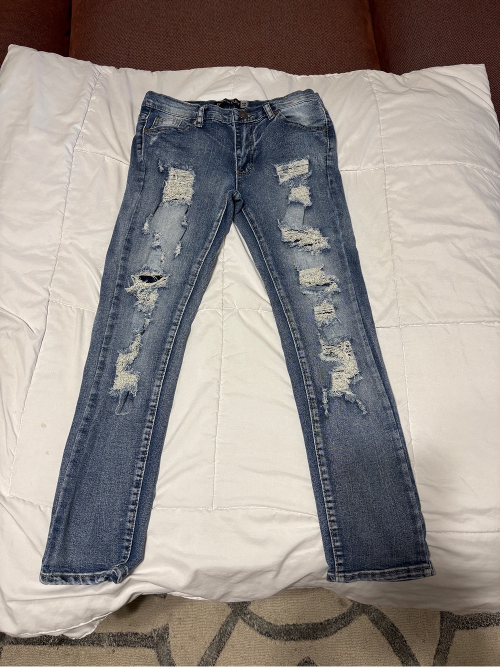 Kids Distressed Light Blue Ripped Jeans